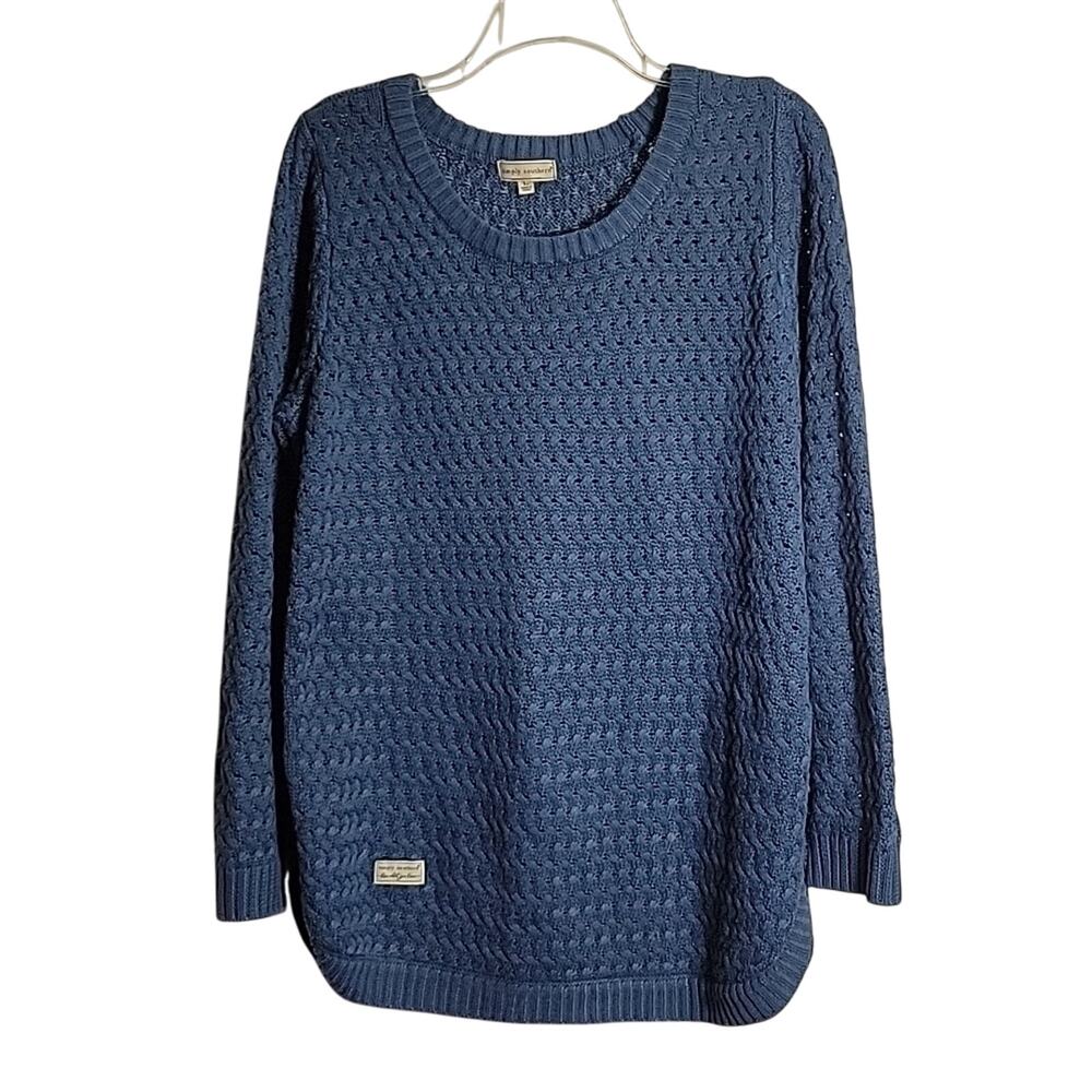 Simply Southern Sweater with snaps on side in Marine Blue Womens size L